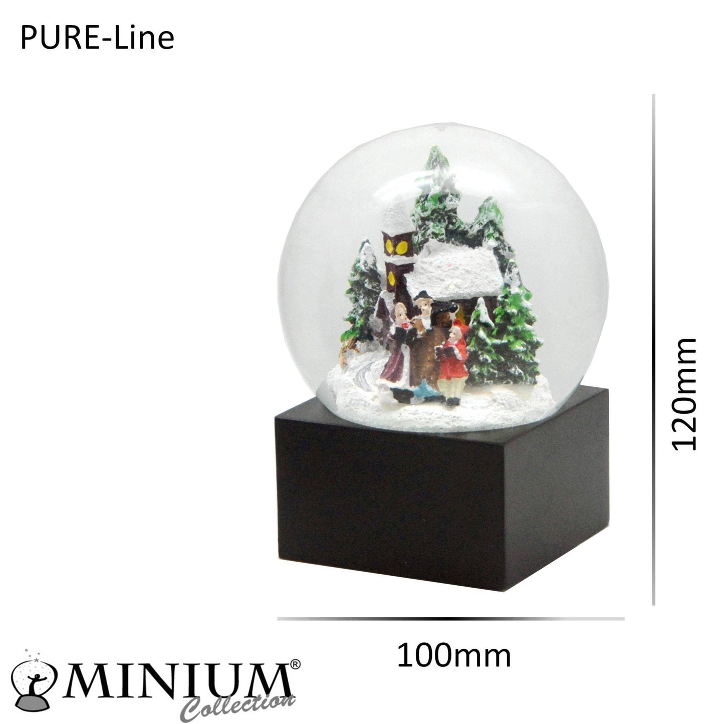Bola de nieve para paseo navideño sobre base cuadrada negra «Pure-line» de 10 cm de diámetro