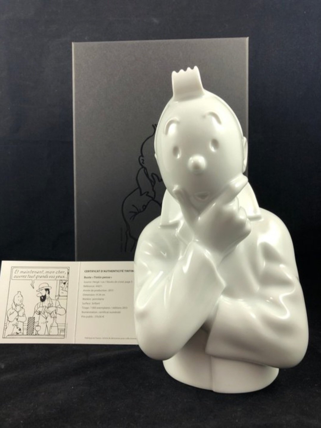 Statuette Tintin pense (24cm) Version Brillante - Porcelana