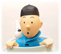 POTICHE DU LOTUS BLEU - statuette résine et porcelaine 44 cm