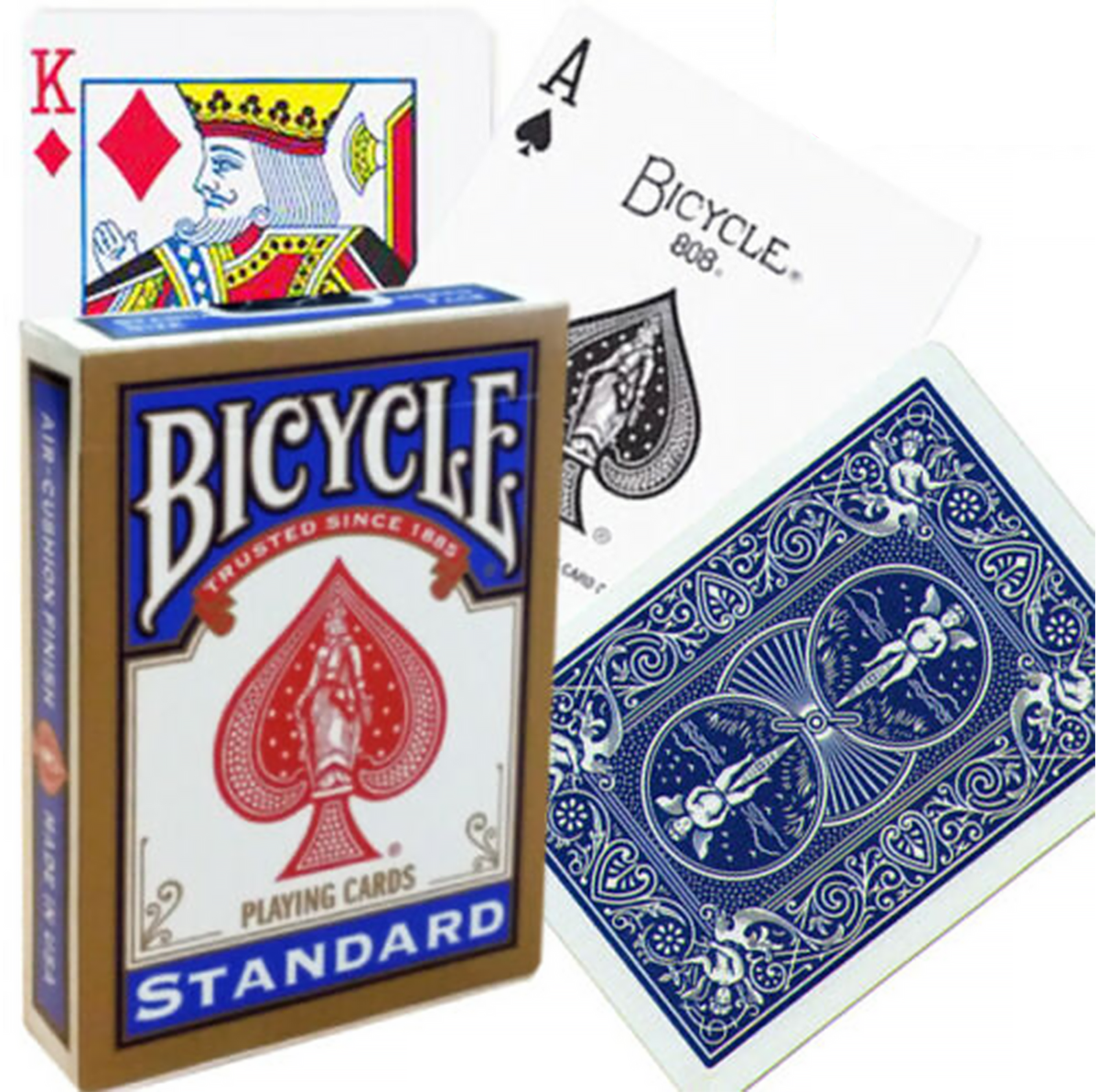 Cartas de póquer Bicycle Rider Standard con marco dorado (azul)