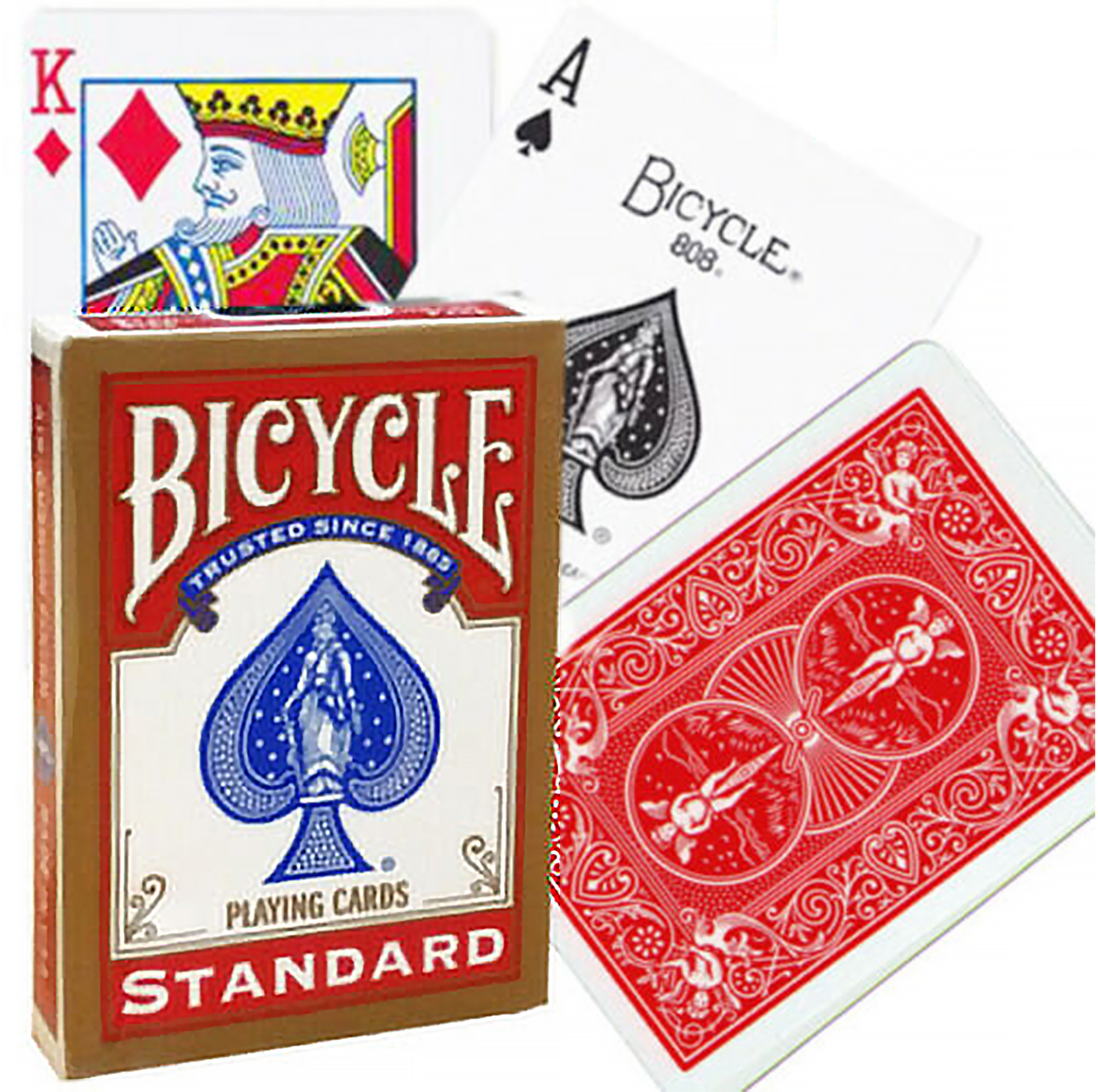 Cartas de póquer Bicycle Rider Standard con marco dorado (rojo)
