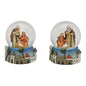Bola de nieve con pesebre de vidrio/poliresina, escena urbana, 2 modelos surtidos (A/Al/P) 7x9x7 cm