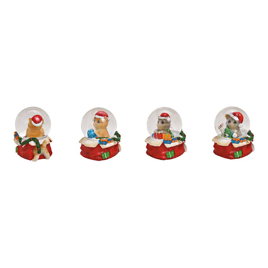 Bola de nieve Gato con gorro de Navidad de poliéster rojo 3 veces, (A/Al/P) 5x6x4cm