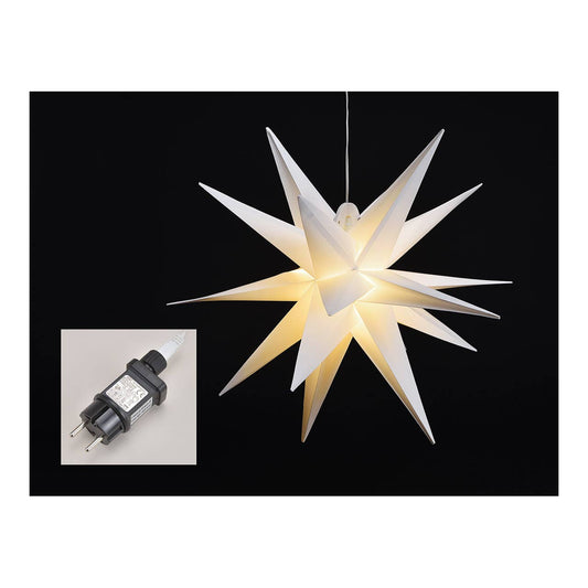Estrella LED, SMD, plegable, exterior, LED SMD blanco cálido, con temporizador, IP44 de plástico blanco Ø60cm