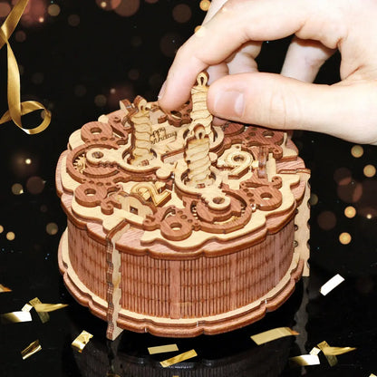 Caja de regalo rompecabezas en forma de pastel de cumpleaños