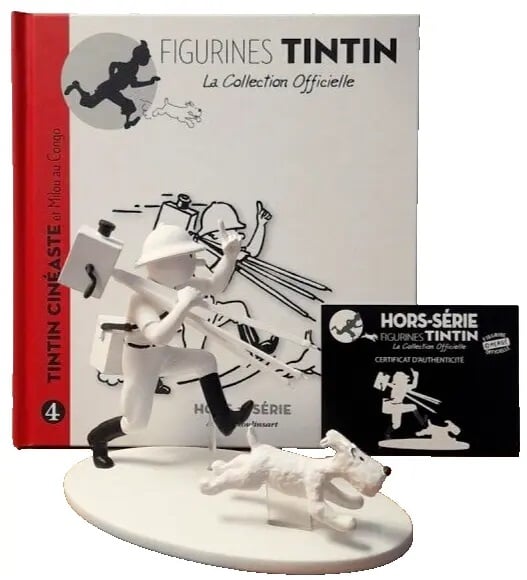 Figurine "Tintín & Milou Cinéaste" Noir Et Blanc + Livret