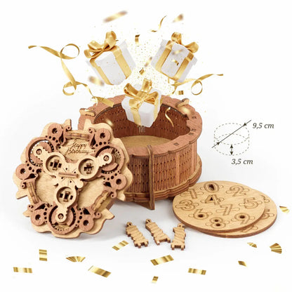Caja de regalo rompecabezas en forma de pastel de cumpleaños