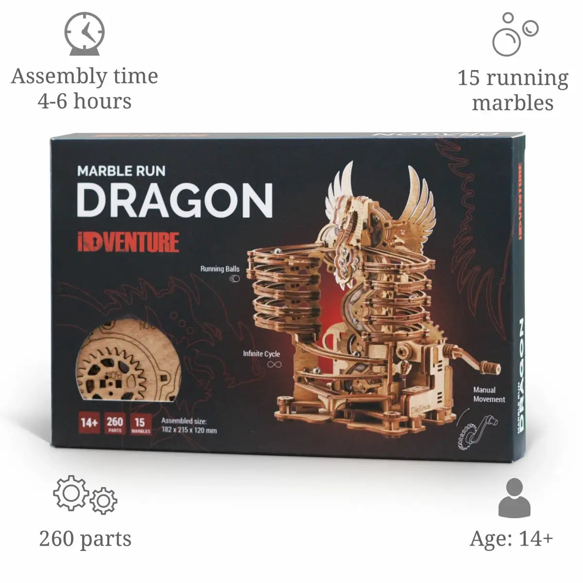 Circuito de canicas dragón de madera para armar