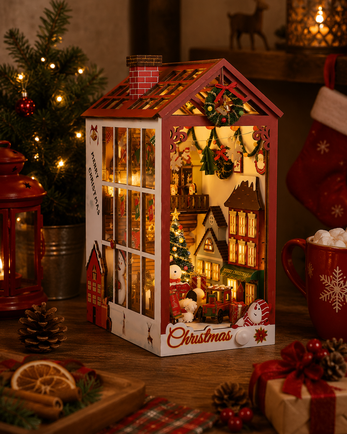 Book Nook casa de Navidad