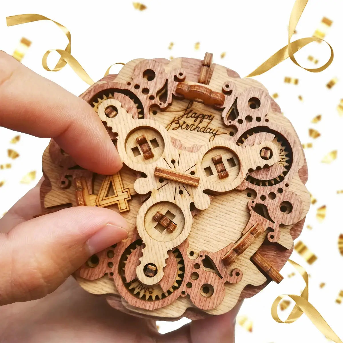 Caja de regalo rompecabezas en forma de pastel de cumpleaños
