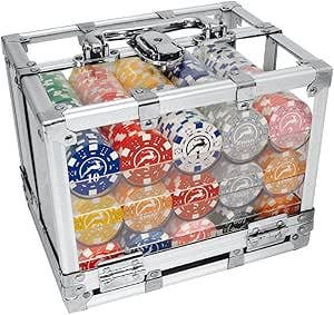 Juego de fichas de póker en caja 14g. 600 uds. y Modiano transparente