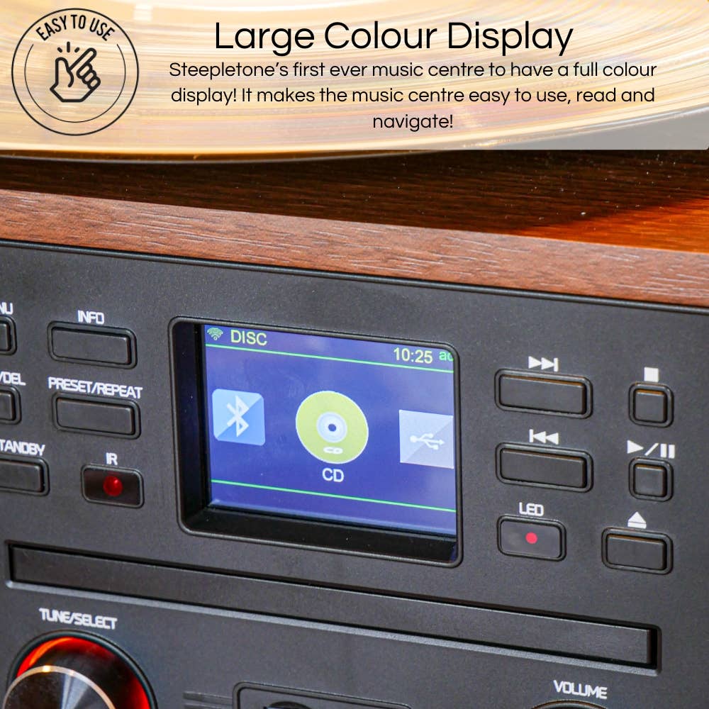 Tocadiscos, Reproductor de CD, Radio DAB y MP3