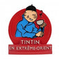 Stèle Lotus Bleu Tintin prenant le thé